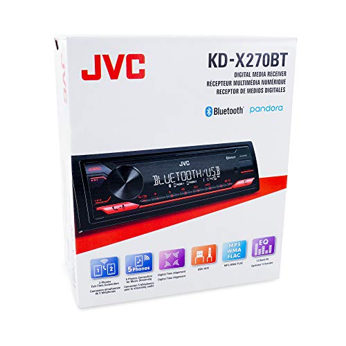 JVC KD-X270BT Bluetooth Car Stereo w/USB Port – AM/FM Radio, MP3 Player, High Contrast LCD, 50 Watts, Detachable Face Plate – Single DIN – 13-Band EQ JVC KD-X270BT Bluetooth Car Stereo w/USB Port – AM/FM Radio, MP3 Player, High Contrast LCD, 50 Watts, Detachable Face Plate – Single DIN – 13-Band EQ